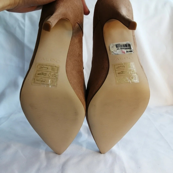 Aldo Tan Suede Kenneson Lace Up Stiletto Heel Pointed Toe Pumps 7.5 - Picture 11 of 16